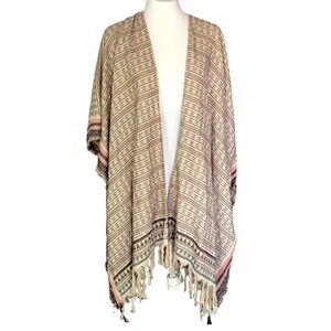 Quagga Boho Fringed Festival Cotton Blend Boho Wrap Shawl Sz OS